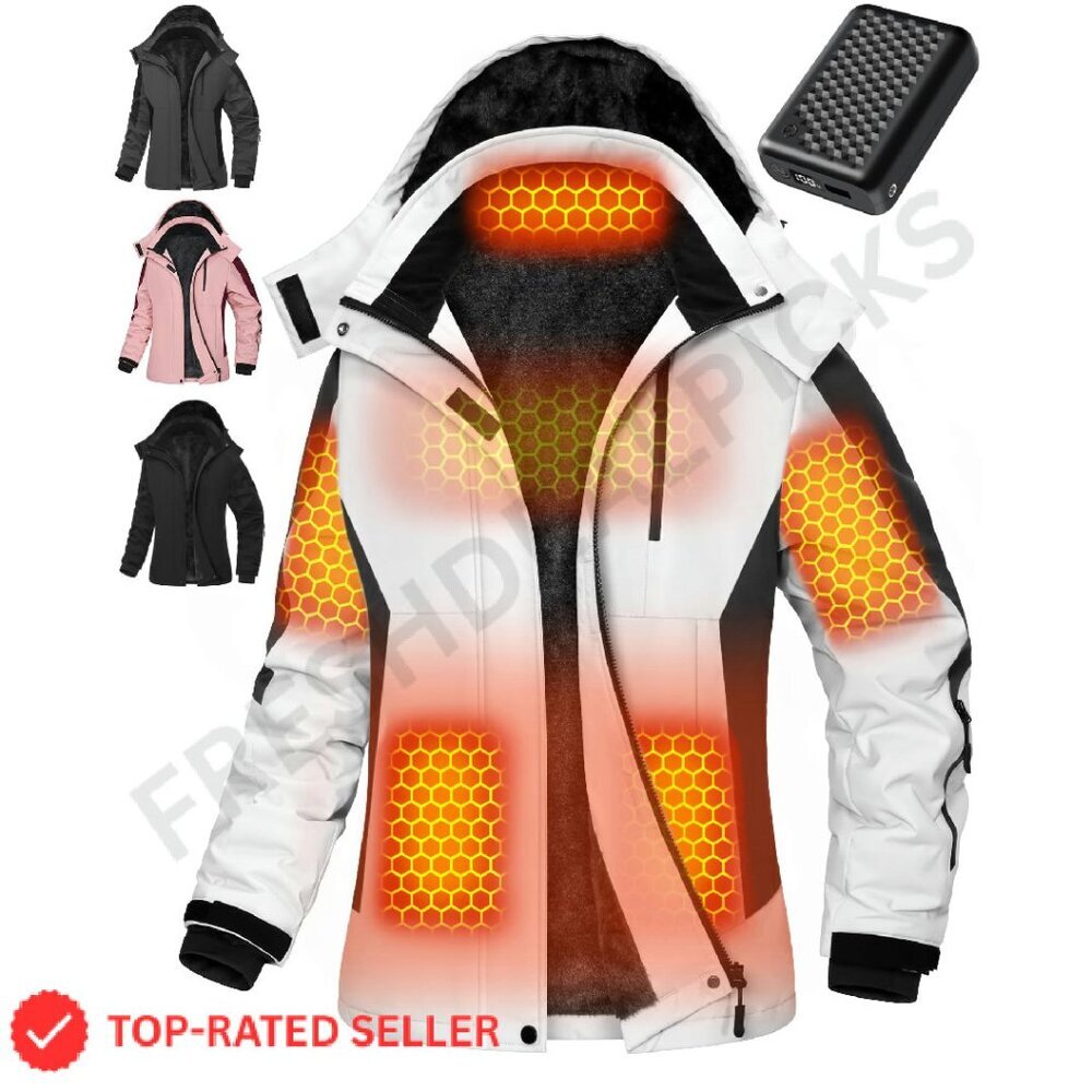Graphene Heated Jacket Fast Charge Water Repellent Winter Casual Chic